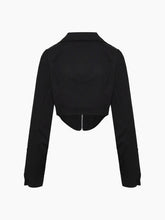 Zippered Polo Corset Crop Top